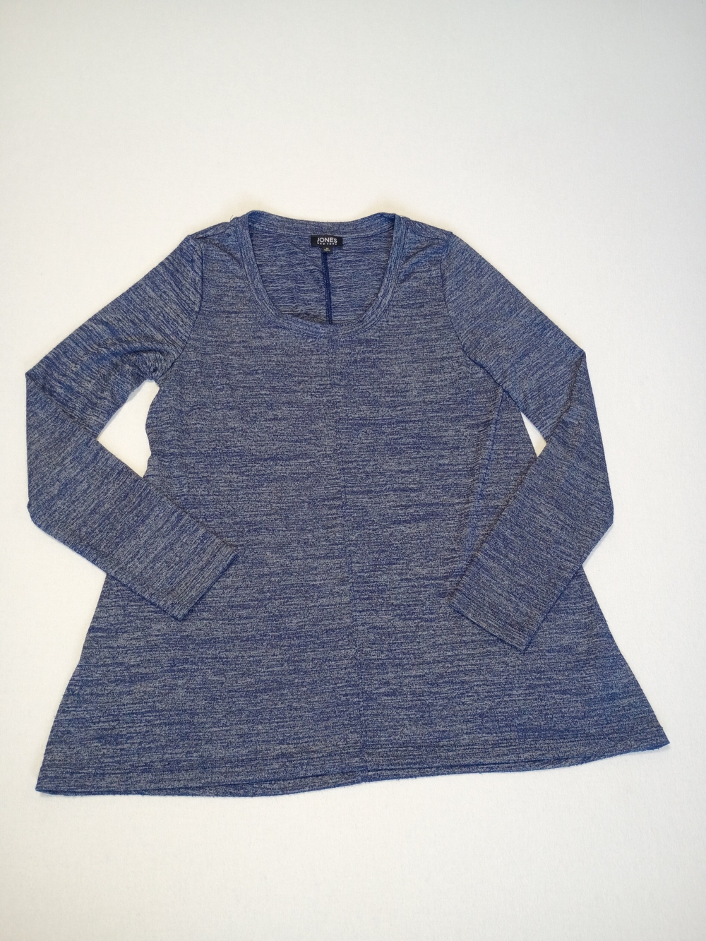 Jones New York Tunic A Line Top Womens Medium Blue Heather Knit Long Sleeve